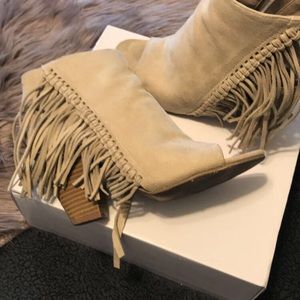 Tan color fringe booties. Size 10